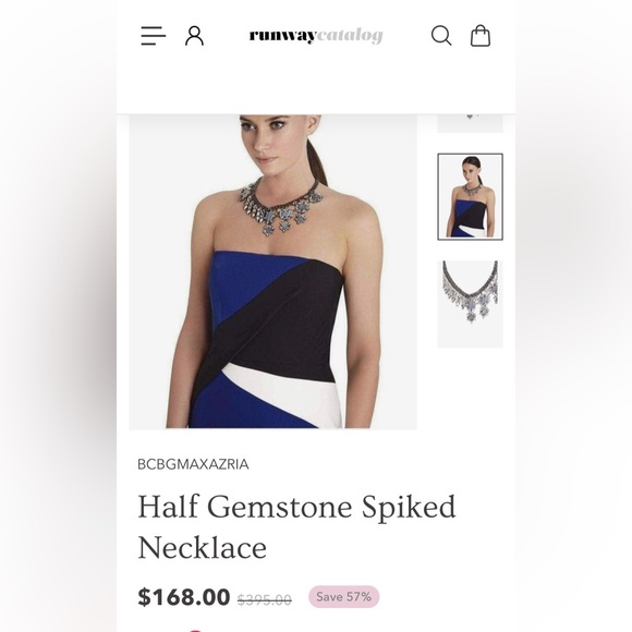 BCBGMAXAZRIA Half Gemstone Spiked Necklace - Picture 3 of 7